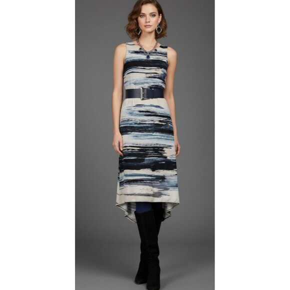 Karen Kane Blue Lagenlook Artsey Boho Whimsy Blue Earthy Hi Low S-M - Picture 9 of 14